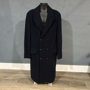 VINTAGE FOX KNAPP Original Men's Size 44 Pea Coat Navy Wool Long Trench